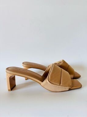 Padded Square-Toe Mule in Tan